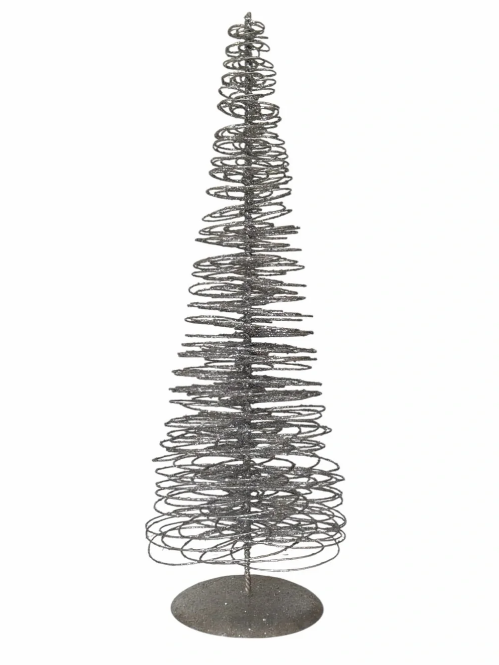Crate&Barrel Metallic Silver Spiral Wire Decorative Tabletop Christmas Tree 20”